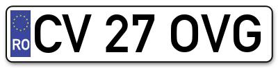 Placuta inmatriculare numar auto  CV-27-OVG, CV 27 OVG, CV27OVG
