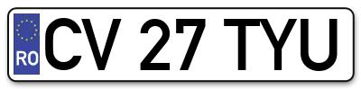 Placuta inmatriculare numar auto  CV-27-TYU, CV 27 TYU, CV27TYU