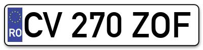 Placuta inmatriculare numar auto  CV-270-ZOF, CV 270 ZOF, CV270ZOF