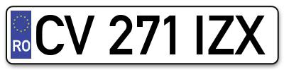 Placuta inmatriculare numar auto  CV-271-IZX, CV 271 IZX, CV271IZX