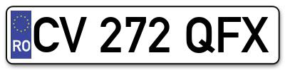 Placuta inmatriculare numar auto  CV-272-QFX, CV 272 QFX, CV272QFX