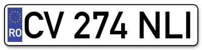 Placuta inmatriculare numar auto  CV-274-NLI, CV 274 NLI, CV274NLI