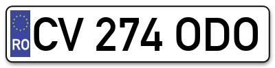 Placuta inmatriculare numar auto  CV-274-ODO, CV 274 ODO, CV274ODO