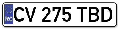 Placuta inmatriculare numar auto  CV-275-TBD, CV 275 TBD, CV275TBD
