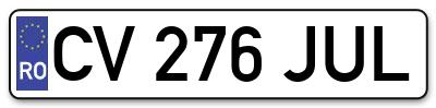 Placuta inmatriculare numar auto  CV-276-JUL, CV 276 JUL, CV276JUL