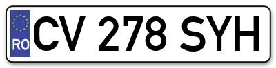 Placuta inmatriculare numar auto  CV-278-SYH, CV 278 SYH, CV278SYH