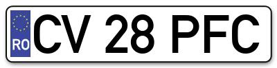 Placuta inmatriculare numar auto  CV-28-PFC, CV 28 PFC, CV28PFC