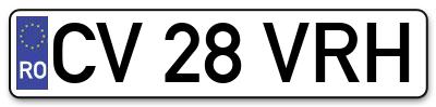 Placuta inmatriculare numar auto  CV-28-VRH, CV 28 VRH, CV28VRH