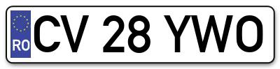 Placuta inmatriculare numar auto  CV-28-YWO, CV 28 YWO, CV28YWO