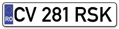 Placuta inmatriculare numar auto  CV-281-RSK, CV 281 RSK, CV281RSK