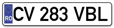 Placuta inmatriculare numar auto  CV-283-VBL, CV 283 VBL, CV283VBL