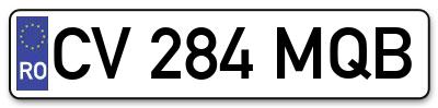 Placuta inmatriculare numar auto  CV-284-MQB, CV 284 MQB, CV284MQB