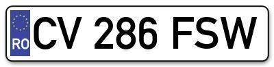 Placuta inmatriculare numar auto  CV-286-FSW, CV 286 FSW, CV286FSW