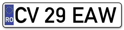 Placuta inmatriculare numar auto  CV-29-EAW, CV 29 EAW, CV29EAW
