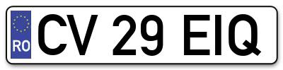 Placuta inmatriculare numar auto  CV-29-EIQ, CV 29 EIQ, CV29EIQ
