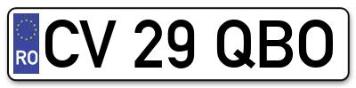 Placuta inmatriculare numar auto  CV-29-QBO, CV 29 QBO, CV29QBO