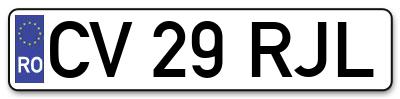 Placuta inmatriculare numar auto  CV-29-RJL, CV 29 RJL, CV29RJL