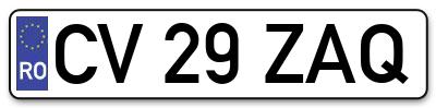 Placuta inmatriculare numar auto  CV-29-ZAQ, CV 29 ZAQ, CV29ZAQ