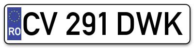 Placuta inmatriculare numar auto  CV-291-DWK, CV 291 DWK, CV291DWK