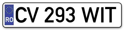 Placuta inmatriculare numar auto  CV-293-WIT, CV 293 WIT, CV293WIT