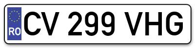 Placuta inmatriculare numar auto  CV-299-VHG, CV 299 VHG, CV299VHG