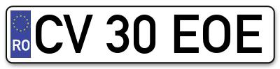 Placuta inmatriculare numar auto  CV-30-EOE, CV 30 EOE, CV30EOE