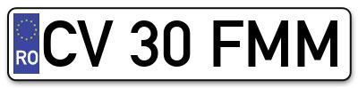 Placuta inmatriculare numar auto  CV-30-FMM, CV 30 FMM, CV30FMM