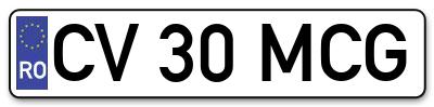 Placuta inmatriculare numar auto  CV-30-MCG, CV 30 MCG, CV30MCG