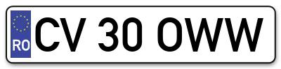 Placuta inmatriculare numar auto  CV-30-OWW, CV 30 OWW, CV30OWW