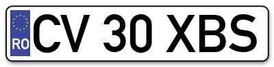 Placuta inmatriculare numar auto  CV-30-XBS, CV 30 XBS, CV30XBS