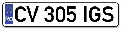 Placuta inmatriculare numar auto  CV-305-IGS, CV 305 IGS, CV305IGS