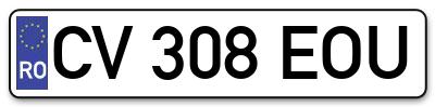 Placuta inmatriculare numar auto  CV-308-EOU, CV 308 EOU, CV308EOU