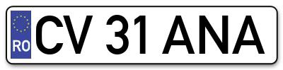 Placuta inmatriculare numar auto  CV-31-ANA, CV 31 ANA, CV31ANA