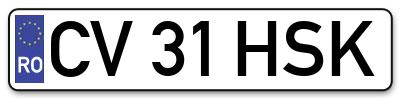Placuta inmatriculare numar auto  CV-31-HSK, CV 31 HSK, CV31HSK