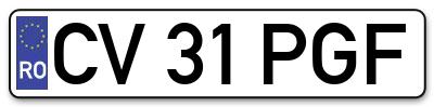 Placuta inmatriculare numar auto  CV-31-PGF, CV 31 PGF, CV31PGF