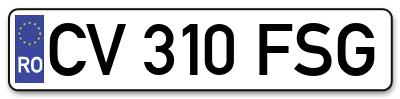 Placuta inmatriculare numar auto  CV-310-FSG, CV 310 FSG, CV310FSG