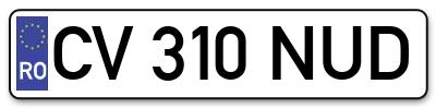 Placuta inmatriculare numar auto  CV-310-NUD, CV 310 NUD, CV310NUD