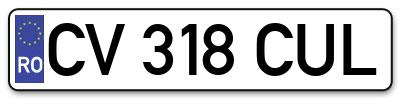 Placuta inmatriculare numar auto  CV-318-CUL, CV 318 CUL, CV318CUL