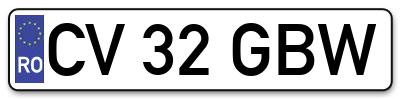Placuta inmatriculare numar auto  CV-32-GBW, CV 32 GBW, CV32GBW