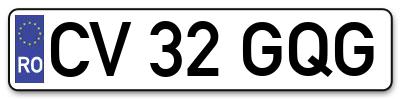 Placuta inmatriculare numar auto  CV-32-GQG, CV 32 GQG, CV32GQG