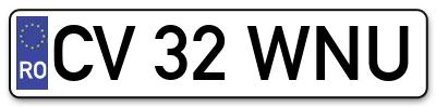 Placuta inmatriculare numar auto  CV-32-WNU, CV 32 WNU, CV32WNU