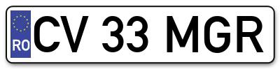 Placuta inmatriculare numar auto  CV-33-MGR, CV 33 MGR, CV33MGR