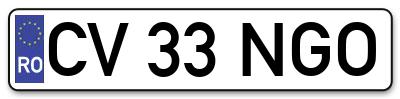 Placuta inmatriculare numar auto  CV-33-NGO, CV 33 NGO, CV33NGO