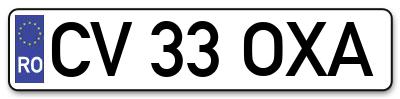 Placuta inmatriculare numar auto  CV-33-OXA, CV 33 OXA, CV33OXA