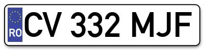 Placuta inmatriculare numar auto  CV-332-MJF, CV 332 MJF, CV332MJF