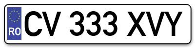 Placuta inmatriculare numar auto  CV-333-XVY, CV 333 XVY, CV333XVY