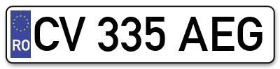Placuta inmatriculare numar auto  CV-335-AEG, CV 335 AEG, CV335AEG