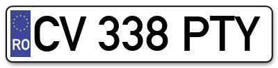 Placuta inmatriculare numar auto  CV-338-PTY, CV 338 PTY, CV338PTY
