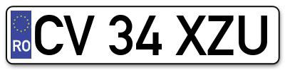 Placuta inmatriculare numar auto  CV-34-XZU, CV 34 XZU, CV34XZU