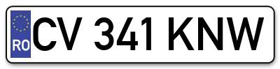Placuta inmatriculare numar auto  CV-341-KNW, CV 341 KNW, CV341KNW